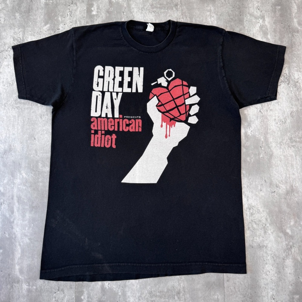 Green Day American Idiot T-Shirt Mens L Black Heart Grenade Punk Rock Band